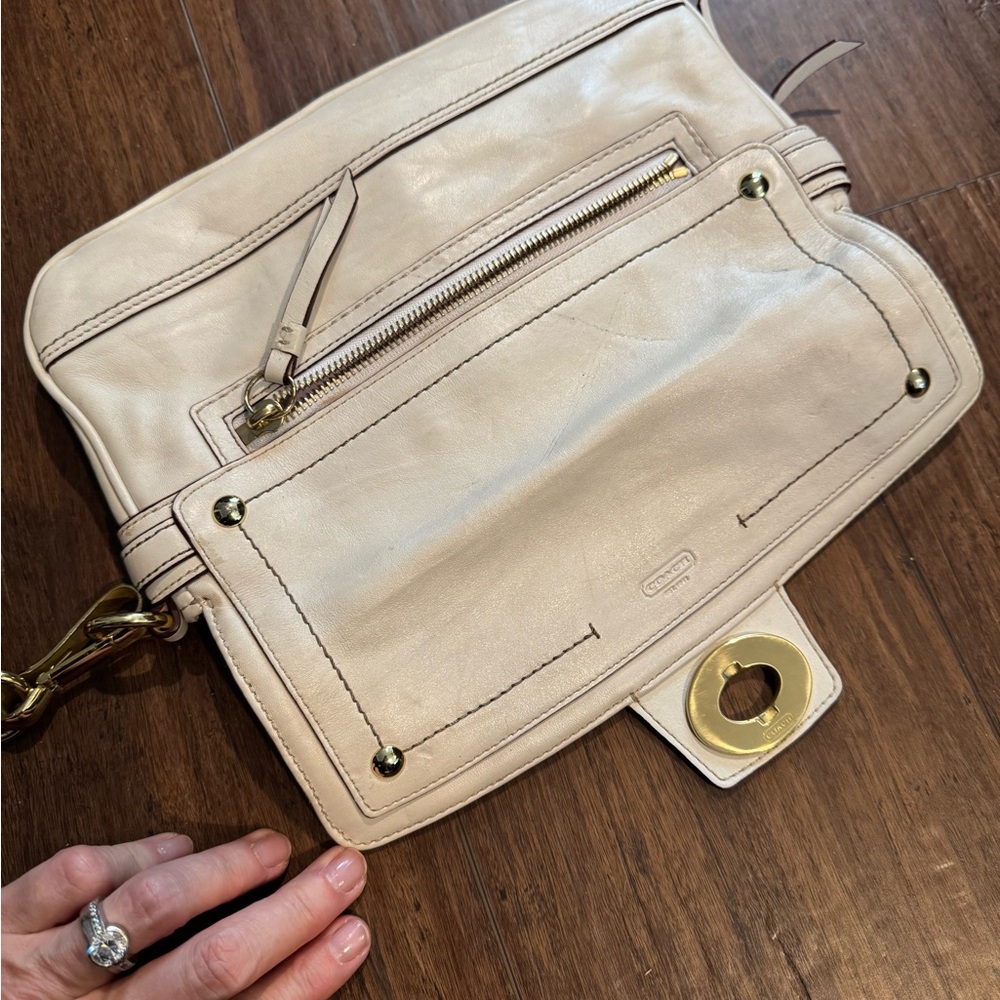 Coach Beige Leather Wristlet with Gold Hardware - Picture 6 of 6